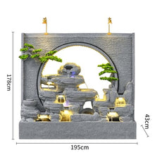 6.6ft Gray Elegant Zen Rockery Fountain with LED Lights - Durable Cement Concrete Waterfall Fountain for Indoor & Outdoor Spaces Housewarming Gift,Garden,Patio,Office,Home Decoration (5002)(5001)