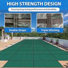 iCOVER Inground Pool Safety Cover, Fits 20x40ft Rectangular Pools with 4x8ft Center End Step, Winter Pool Covers for Inground Pools, Safety Pool Covers, Triple Stitched High Strength, Green