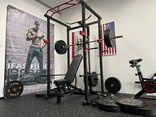 IFAST Power Cage 1000-Pound Capacity Olympic Squat Cage Power Rack with LAT Pull-Down Attachment, Red