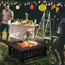 KOMFGT Fire Pits Outdoor Wood Burning Propane Fire Pit, Outdoor Metal Brazier Square Table Multi-Purpose Square Fireplace