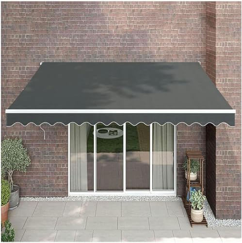 Manual Retractable Awning Door Window Awning Shelter Outdoor Canopy Home Deck Canopy with Manual Crank Handle（Frame Included ）