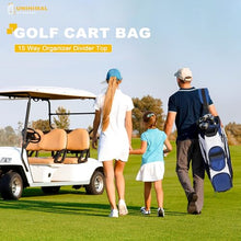 UNIHIMAL Golf Cart Bag 15 Way Organizer Divider Top with Handles and Rain Cover Blue-White