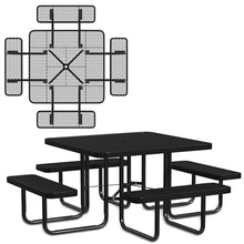 Leisure Craft 46" Square Metal Picnic Table with Bench for 8, Made in USA