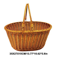 Small Picnic Basket Handmade Imitation Rattan Picnic Basket with Handle Camping Picnic Willow Weaving Storage Hamper Outdoor Fruit Holder (Color : 2) (1)