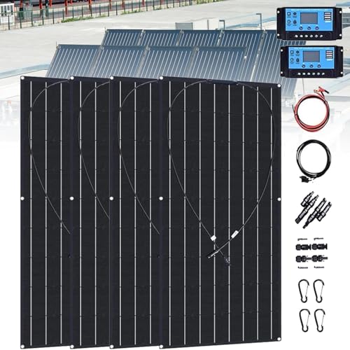 1200W Solar Panel Kit 4PCS 300W,Solar Battery Charger,Monocrystalline Flexible Solar Panel Waterproof with 40A Charge Controller