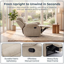Trygoal Manual Single Lounge Recliner Chair with Adjustable Backrest, Beige