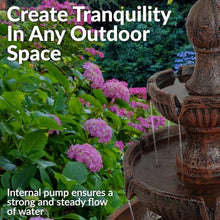Sunnydaze 43” Flower Blossom 3-Tier Outdoor Water Fountain, Electric, Earth