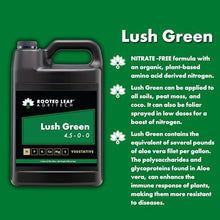 Rooted Leaf Agritech Lush Green - Carbon Based Nitrogen Fertilizer with Potassium, Nitrate Free Liquid Spray Feed nutrients for Garden Plants lawns Grass Turf sod - 5 Gallon