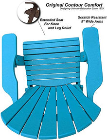 DuraWeather Poly Classic King Size Folding Adirondack Chairs & End Table with Serving Tray Aruba Blue