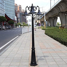 Lamp Post Lights Outdoor,110.2in 3-Head Garden Path Pillar Lamp Aluminum Pillar Post Light Glass Lantern Courtyard Bollard Path Lamp IP65 Waterproof Post Light Pillar Lamp