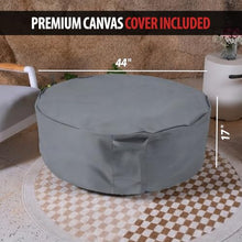 AMS 44" Round Concrete Propane Gas Fire Pit Table Bowl Bundle (Cream White)