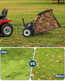 Aptliton 52" Lawn Sweeper Tow Behind, 28 Cu.ft Hopper Leaf & Grass Catcher