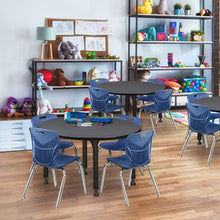 Regency Kee Height Adjustable Classroom Table Set with Four 12" Andy Chairs 42" Grey/Navy