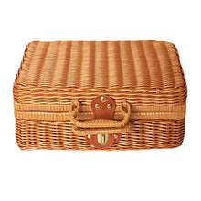 Storage Basket,Picnic,Imitation Rattan Vintage,Traditional Wicker Hamper Box,Woven,Hand Made,for Cosmetic Bags,Souvenirs,Picnics,Brown