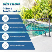 Saftron RTD-448-GG 4 Bend Swimming Pool Mounted Polymer Handrail, Gray (2 Pack)
