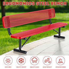 Metal Park Bench for Outside, Outdoor Bench with Backrest & Portable Frame