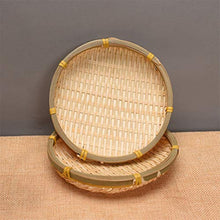 VUBYSG Round Hand-Woven Bamboo Fruit and Vegetable Basket Drain Basket Storage Basket Snack Biscuit Drying Tray Needed,18cm,18cm