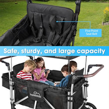 Badovinci Folding Stroller Wagon for 4 Kids with 5-Point Harness and Adjustable Canopy Black