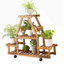 OJKJGYTF Plant Stands,Balcony Living Room Indoor Wheeled Multilayer Flower Stand,Wood Flower Shelf Can Move Flower Standnishings