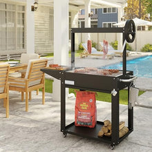 KoolMore 50 in. Charcoal BBQ Grill, Argentine Style Outdoor Grill with Adjustable Grate, Heavy Duty Barbecue Grill, Black