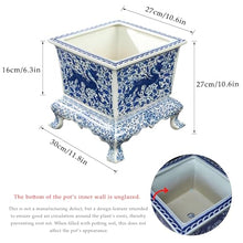 WLBHWL Chinoiserie Blue and White Chinese Porcelain Square Planter Jingdezhen Hand Painted Extra Large Flower Pots Square Porcelain