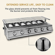 UYCVT Smokeless Gas Grill, 6 Burner Portable Liquefied Gas Oven, Adjust Height Smokeless BBQ, Stainless Steel Outdoor Barbecue Cooking Oven, for Camping Courtyard Party.