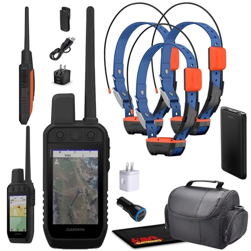 Garmin Alpha 300 Handheld Tracking and Training System Bundle with 3X Dog Collars, Field Bag, Charger - Black