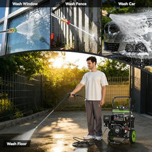 Professional 4000PSI Gas Pressure Washer, 4GPM 212CC 7.0 HP 8" Wheels Commercial Gas Power Washer with 1L Foam Bottle 5 Nozzles 25FT Hose for Home Car Fence Driveway (EPA/CARB/ETL Compliant), Green