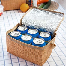 Imitation Rattan Picnic Basket – Portable Outdoor Insulated Thermal Storage Box for Camping, Picnics, and Road Trips