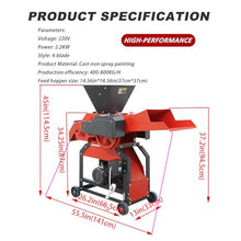 BEILOCKERY Hay Cutter and Kneading Machine 4-Blade Straw Crusher Pulverizer Grass Corn Straw Potato Tuber Animal Feed 880-1760LBS/H 220V 2.2KW