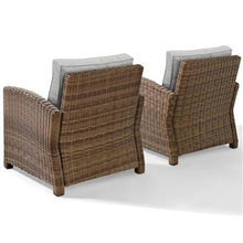 Afuera Living Outdoor Patio Armchairs, Wicker/Rattan and Steel, Gray/Brown Finish, Set of 2, Solution-Dyed Fabric Cushions, Weather-Proof, UV-Resistant, 32.5" H x 30.5" W x 31.75" D, Balcony or Porch