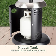 Cuisinart Perfect Position Propane Patio Heater, 38,200 BTU Powerful Directional Stainless Steel Outdoor Heater with Hidden Tank and Drink Table, Swivel Arm and Reflective Heat Shield