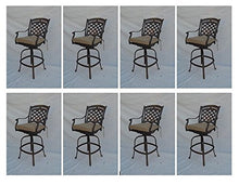 Patio Land St Augustine Outdoor Patio Bar Stools Dark Bronze Solid Cast Aluminum with Walnut Sunbrella Cushions (30")