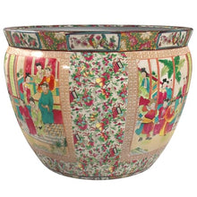Red Lantern 20" Rose Medallion Porcelain Fishbowl Planter Rose Medallion