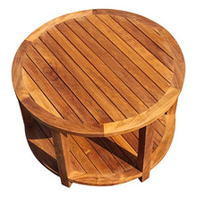 MISC Round Outdoor Teak Wood Patio Coffee Table 31 Inch Brown Classic Hand Waxed Water Resistant Weather