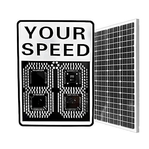 GIZMIT Solar Radar Speed Sign, Aluminum Radar Speed Display Detector, 2 Digital Speed Detector, Applicable to Highways, Industrial Park 50 * 70-White