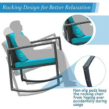 DUYHBAWRS 3PCS Patio Rattan Furniture Set Rocking Chairs Cushioned Conversation Set