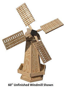 Backyard Crafts Amish-Made Working Dutch Windmill Yard Decoration 60" Tall, White with Black Trim