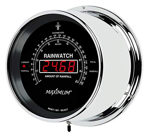 MaXimum Rainwatch Digital Rain Gauge - Chrome Case, Black Dial