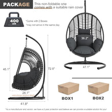 CHINNLUU Oversized Hanging Egg Chair with Stand Outdoor Wicker Swing Chair Comfy Hammock Egg Shaped Chair 400lbs Capacity for Patio, Garden and Balcony