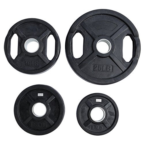 Ader Sporting Goods Rubber Coated Olympic Grip Plate(s) 245 LBS Plate Set