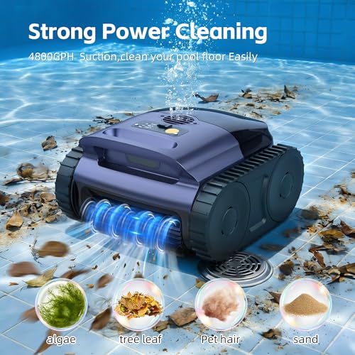Pool Vacuum for Inground Pool & Above Ground Pool, Cordless Pool Cleaner with Smart Navigation, Self-Parking, LED Indicator, Wall&Waterline Cleaning Pool Robot up to 2150 Sq.ft
