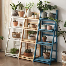 Vintage Decor Plant Trellis Retro Decor Wooden Plant Stand 4 Tier Flower Pot Display Shelf Rack Simple Planter Holder Foldable Wood Ladder Shelf For Home Patio Lawn Garden Balcony Display Rack