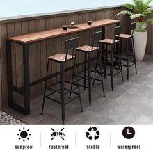 Modern Outdoor Rectangular Trestle Bar Table, 78.7l X 15.7w X 41.3h, Waterproof Wooden Narrow Pub Patio Table for Railings, Counter Height Balcony Bar Table, Black White 94.5 “L x 15.7 ‘W x 41.3 ’H