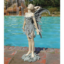 Design Toscano Facing the Wind Fairy Woman Outdoor Garden Statue, 12 inches wide, 27 inches tall, Cast Stone Resin, Two Tone Stone Finish