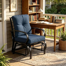 XITPEYEZY Outdoor Glider Chair with Cushions, Metal Frame, Navy Blue