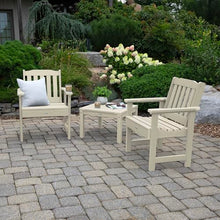 highwood AD-KITCHGL2-WAE Lehigh 2 Garden Chairs with 1 Square Side Table, 3-Piece Set, Whitewash