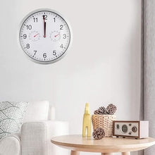 KYTGFH Metal Silent Quartz Wall Clock Quiet Movement Thermometer Hygrometer Black and White