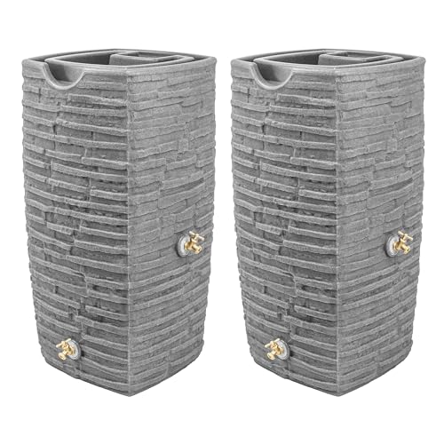 Good Ideas Impressions Riverwalk Rain Water Collection Barrel, 2 Pack