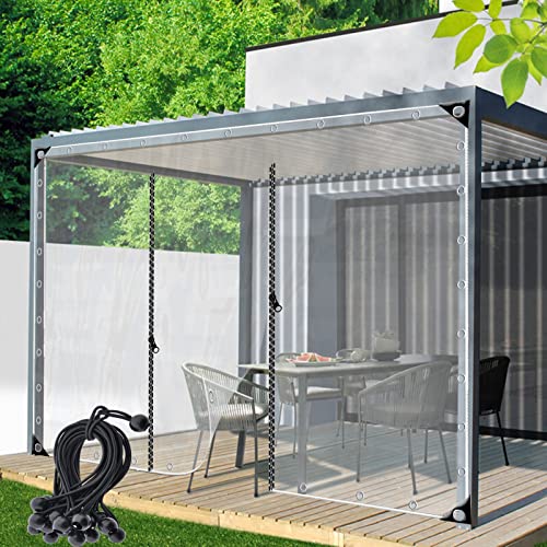 Transparent Outdoor Tent with Zipper Door, Waterproof, Durable PVC Panel for Pergola, Patio, Gazebo, Easy Setup, Weather-Resistant Canopy Cover.